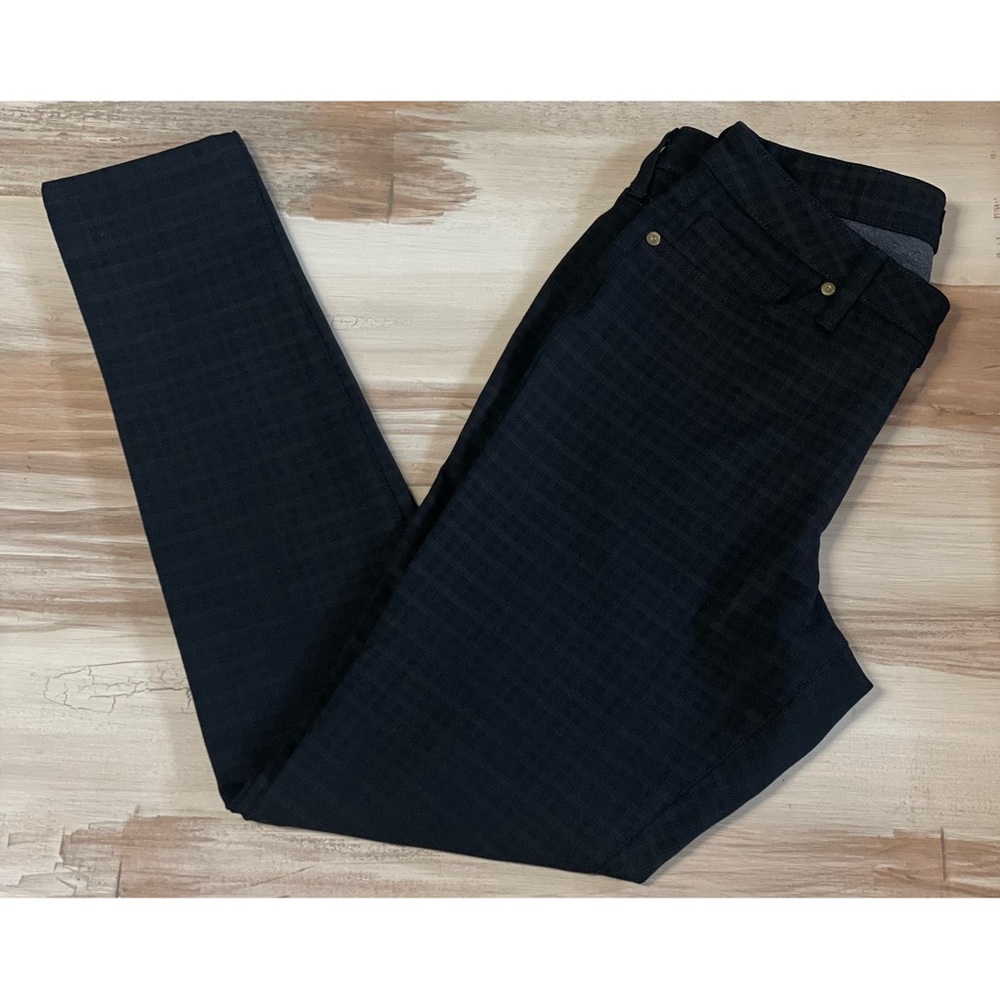 Nine West Gramercy Mid-Rise Skinny Jeans Black Plaid Size 4